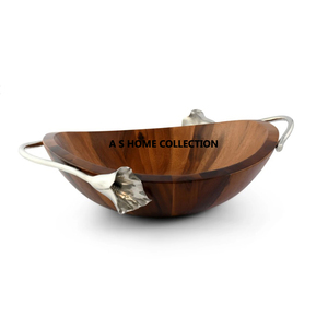 Bol de service alimentaire décoratif au design de luxe Collations en bois de qualité de luxe avec bol de pièce maîtresse en argent - Product Image 4