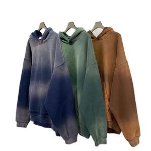Women Blank Fashion Sun Faded Zipper Acid Washed Hoodie <b>Zip</b> up Hoodie Drawstring French Terry Distressed Style Women Hoodies - Product Image 5