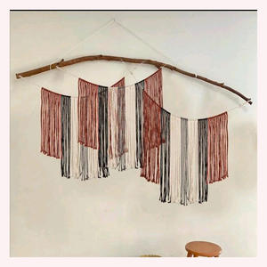 Tenture murale en fil de style scandinave Art texturé fait à la main en gris et blanc pour la décoration intérieure Boho - Product Image 5