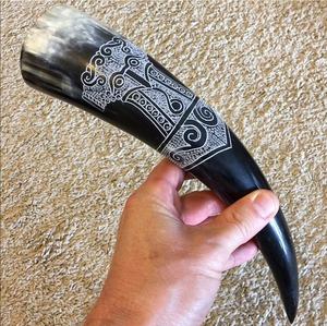 Handcrafted Polished Viking Drinking Horn Real Horn Beer <b>Mug</b> Eco-Friendly for Norse Enthusiasts - Product Image 2