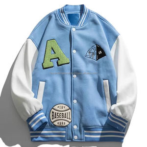 Parche de chenilla personalizado de la mejor calidad, bordado para hombre HIVJ183, chaqueta universitaria informal con cuello levantado, forro polar de algodón para invierno - Product Image 5