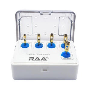 Dental Implant Tissue <b>Punch</b> Kit Reusable Manual Gold Color <b>Set</b> of 5 Pcs with Holder Custom Logo - Product Image 1