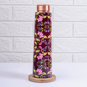 Botella de agua de cobre con estampado floral de latón AK en botella de agua de alta calidad multicolor para regalos de Festivales/uso Personal - Product Image 5