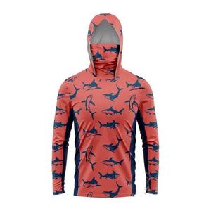 UPF50 protección Uv sol cielo azul pesca camisa sublimación con capucha sublimación personalizada impresa en blanco Color sólido pesca Sudadera con capucha - Product Image 3