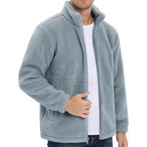 Custom Logo Design <b>Men</b> <b>Sherpa</b> <b>Jacket</b> Winter Stand Collar Front Logo Quick Dry Breathable Eco-Friendly High Quality Low MOQ OEM - Product Image 3