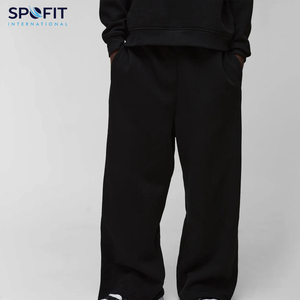 Pantalon de survêtement pour hommes de haute qualité Style Baggy évasé Streetwear léger taille élastique poches latérales 100% coton matériel - Product Image 1