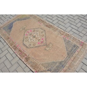 Tapis turc Vintage traditionnel Beige bleu 3.6 X 7ft grande surface laine peluche Patchwork Rectangle couloir Design tapis de chambre en latex - Product Image 4