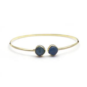 Ink blue chalcedony gemstone <b>bracelet</b> <b>gold</b> plated two blue gemstone <b>bracelet</b> jewelry handmade <b>adjustable</b> <b>bracelet</b> jewelry gift - Product Image 5