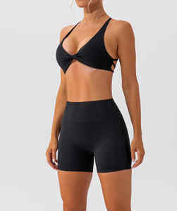 Taille haute personnalisé femmes Gym sport Fitness bout à bout sans couture Yoga Shorts nouvelle poche jambières d'entraînement - Product Image 2