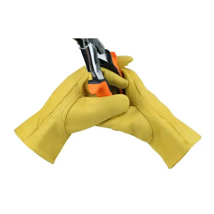 Men's and Women's Cowhide Leather Work Gloves for Driving Gardening Safety Protective Moto Glove for Cycling Fruit Picking