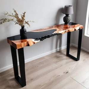 Nouvelle table élégante en bois et résine époxy avec plusieurs motifs, support en résine époxy transparente pour un prix imbattable - Product Image 1