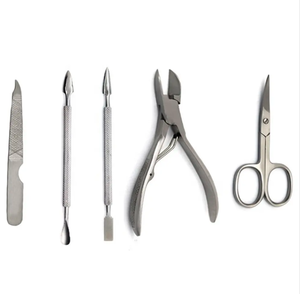 Kit de pédicure manucure personnalisé 5 pièces de haute qualité en acier inoxydable de qualité médicale lime à ongles poussoir à cuticules Plus! - Product Image 6