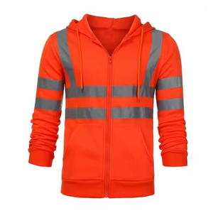 Couleur noire pleine à manches longues fermeture éclair Construction de routes vêtements de travail sweat à capuche de sécurité haute visibilité sweat-shirt de sécurité pour hommes - Product Image 2