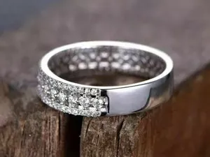 แหวนเงินแท้วินเทจของผู้หญิง2.00 CT ตัดเพชรจำลอง IGI ได้รับการรับรอง tishya เพชรครบรอบแต่งงาน - Product Image 2