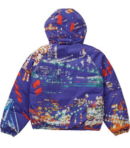 Veste à bulles épaisses imprimée sur mesure pour hommes Manteau d'hiver violet à col montant de haute qualité avec capuche chaude - Product Image 3