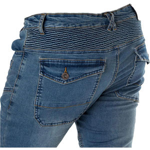 Jeans de moto pour hommes Pantalons renforcés entièrement doublés avec couche de protection Jeans d'équitation élégants Pantalons de moto en denim bleu conçus - Product Image 3