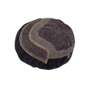 Peluca de Cabello Humano con Encaje Frontal Mono, Cabello Chino Virgen Remy, Parches de Cabello, Lacio Rizado, Ondulado Profundo, 1b+gris - Product Image 4