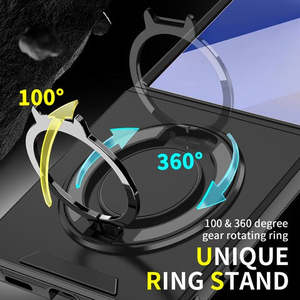 Étui Samsung Z Flip8 avec support magnétique rotatif et protection d'appareil photo noir - Product Image 2
