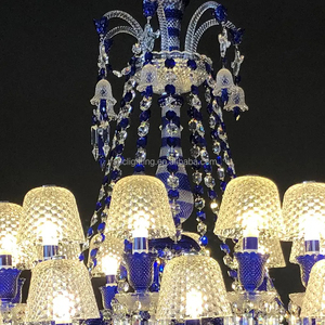 Lustre en cristal de luxe européen impérial avec bras en bambou clair et bleu pour salle de banquet, auditorium, <span class=keywords><strong>lampe</strong></span> suspendue personnalisée - Product Image 5