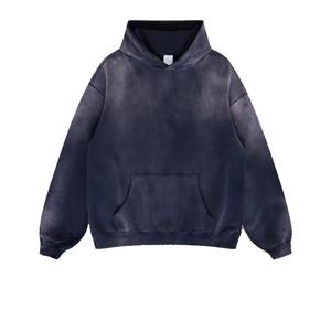 เสื้อฮู้ดดี้โอเวอร์ไซส์สไตล์วินเทจ ล้างสีแบบแอซิดวอช ผ้าฝ้ายแท้ 100% หนัก 500GSM ผ้าฟลีซหนานุ่ม ระบายอากาศได้ดี แห้งเร็ว สวมใส่สบาย สตรีทแวร์ แบบสั่งทำได้ - Product Image 4