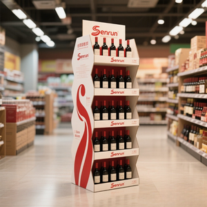 Estante de exhibición de vino de cartón plegable portátil personalizable Impresión de logotipo OEM para promociones de merchandising de restaurante al por mayor - Product Image 3