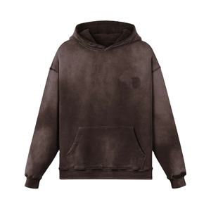 High Quality Acid Wash Hoodie with Long Sleeves Vintage Distressed Street Style Eco-Friendly <b>Work</b> Solid Pattern Design 2026 - Product Image 2