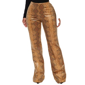 Pantalon en cuir de peau de serpent pour femmes à séchage rapide de couleur unie respirante pantalon en cuir de peau de serpent pour femmes de haute qualité - Product Image 2
