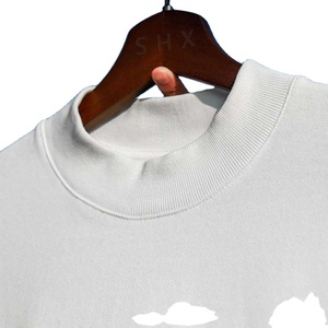 T-shirt manches courtes décontracté en coton pour homme 350gsm couleur unie Logo sur le devant Collection printemps été - Product Image 3