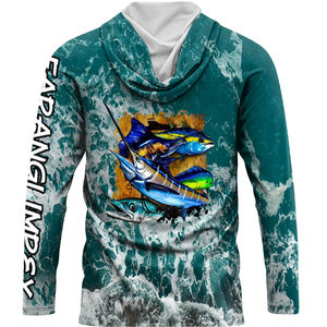 Chemises de pêche personnalisées UPF 50+, t-shirt de course, vêtements de plage, sweats à capuche, hauts respirants d'été, hauts de surf à séchage rapide, à capuche pour l'extérieur - Product Image 1