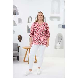 RMG Women's Plus Size Pink Viscose Woven <b>Shirt</b>, Mandarin Collar with <b>Epaulet</b> Details, Regular Fit for Daily Wear - Product Image 4