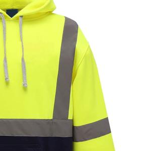 Seguridad vial de alta calidad reflectante seguridad ropa de trabajo cremallera chaqueta con capucha hombres seguridad manga larga construcción sudaderas con capucha - Product Image 3
