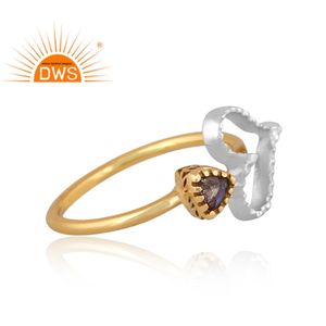 แหวนเรียงซ้อนอัญมณีลาบราดอไรต์ธรรมชาติ18K ชุบทองทำด้วยมือล่าสุดเครื่องประดับอัญมณีชั้นดีสำหรับผู้หญิงของขวัญ - Product Image 3