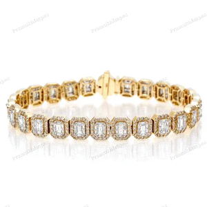 Bracelet de tennis Moissanite plaqué or jaune fantaisie élégant de haute qualité bijoux d'anniversaire de luxe vente en gros directe d'usine - Product Image 4