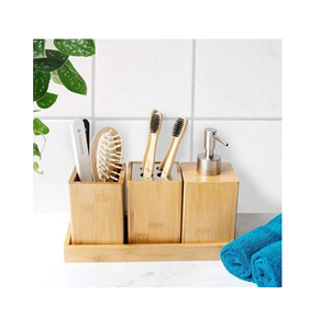 Ensemble de salle de bain en bois Accessoires de salle de bain Prix de gros Meilleure qualité Ensemble d'accessoires de salle de bain en bois Meilleure vente - Product Image 5