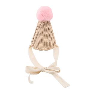 Kids Birthday <b>Hats</b> Natural Rattan Handmade Cone <b>Hat</b> Ready to Ship Cheap Price - Product Image 2