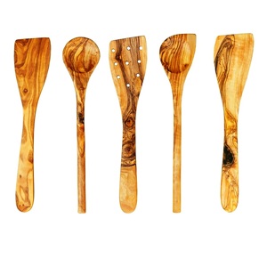 Cuchara mezcladora de madera con mango largo, juego de servidor de ensalada de madera de 2 artículos de cocina únicos hechos a mano - Product Image 6