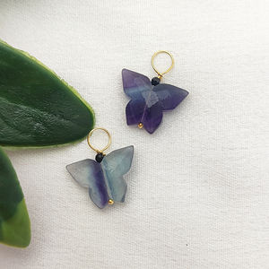 จี้แกะสลักรูปผีเสื้อพลอยฟลูออไรต์สำหรับทำเครื่องประดับสำหรับเด็ก - Product Image 1