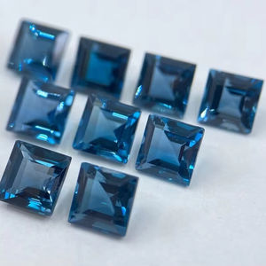 Topaze bleue de Londres naturelle à facettes Asscher Cut 7x7 pierre précieuse en vrac pour la fabrication de bijoux en pierre bleue - Product Image 1