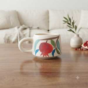 Taza de Café de Cerámica Mediterránea con Relieve Floral Turco 3D Personalizada al por Mayor, Hecha a Mano y Pintada a Mano, con Cuchara, Regalo Turístico de Viaje - Product Image 3