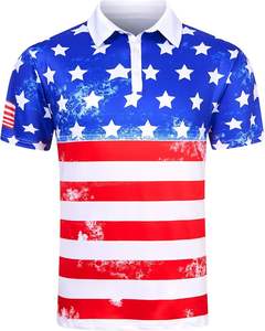 Pantalones cortos de golf atléticos de ajuste seco para hombre, manga corta con cuello estampado, material de punto de poliéster 100% - Product Image 1