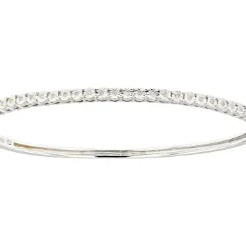 White Diamond Bangle Bracelet for Women - 925 Sterling Silver Fine Jewelry, Luxury Real Diamond Cuff Ladies' Chic Silver Bangles