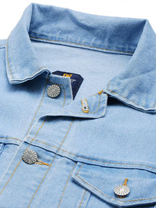 Veste en jean en toile enduite pour homme avec col montant et logo frontal, respirante et coupe-vent pour le style décontracté, le bureau et le week-end - Product Image 6