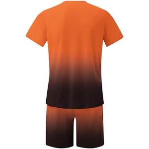 Survêtement d'été à manches courtes pour hommes, tenues 2 pièces de grande taille avec chemise de jogging à capuche et short court avec poches - Product Image 3