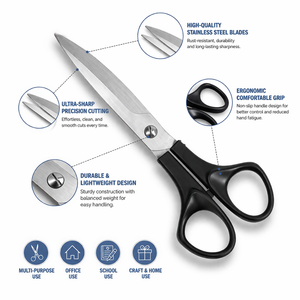 Tijeras de Corte Resistentes de 8 Pulgadas, Acero Inoxidable, Hoja Afilada, para Oficina, Hogar, Manualidades, Tela, Papel, con Agarre Duradero - Product Image 2