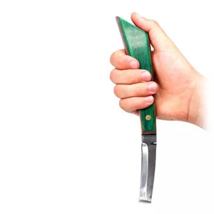 Cuchillo profesional de corte de pezuña de caballo de hoja de acero de doble filo de 7,5 pulgadas con mango de madera y bolsa de cuero - Product Image 4