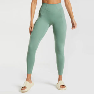 Dernière collection de leggings tricotés à séchage rapide pour femmes avec tissu extensible avec logo brodé personnalisé Quantité minimale de commande - Product Image 1