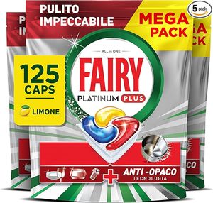 Fairy Platinum Plus Complete <b>Dishwasher</b> Tablets <b>Detergent</b>, 125 Capsules, Lemon, Anti-Opaque Technology, Against Grease - Product Image 3