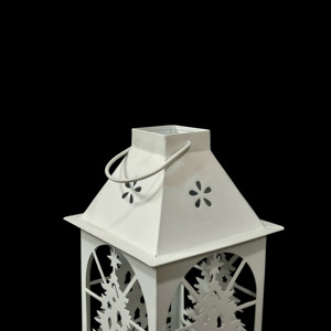 2024 elegante linterna blanca árbol recorte diseño Metal LED té luz vela titular hogar colgante decoraciones Pilar titular Navidad - Product Image 5