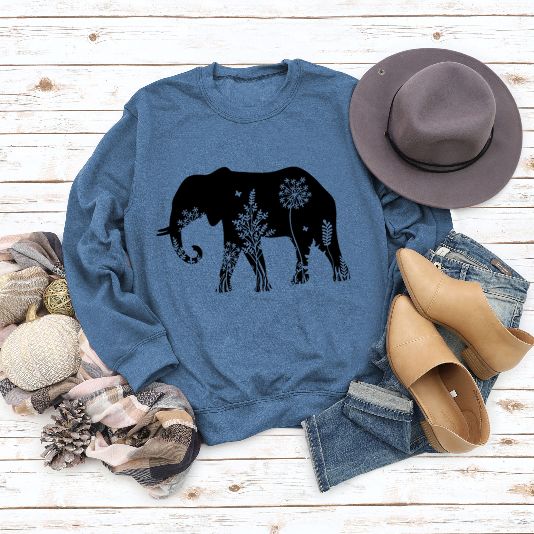 Blue sweatshirt (black font)