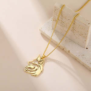 Colgante de Moissanita con Cabeza de Zorro, Plata de Ley 925, Chapado en Oro de 14K, Joyería Minimalista para Amantes de los Zorros, Mujeres y Hombres - Product Image 3